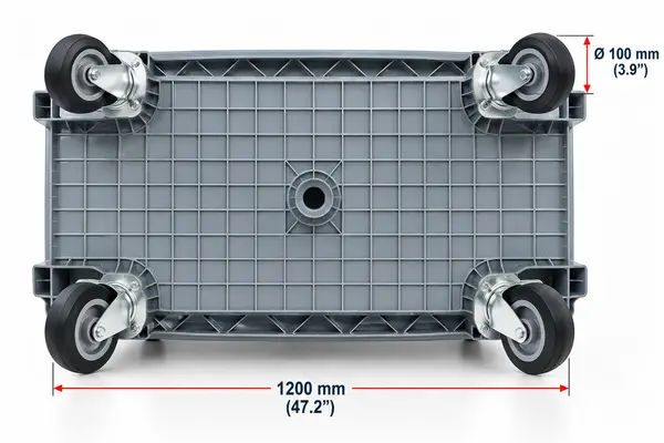 ANB-NC01 fixed-wall HDPE pallet box, supplied underside drawing